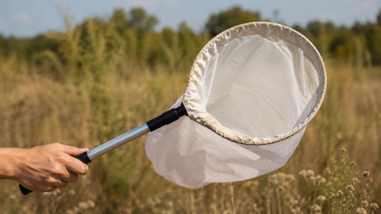 Entomologická síťka připravená k odchytu